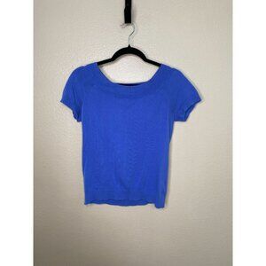 Banana‎ Republic Womens Blue Petite Knit Top PM Short Sleeve Lightweight Cotton